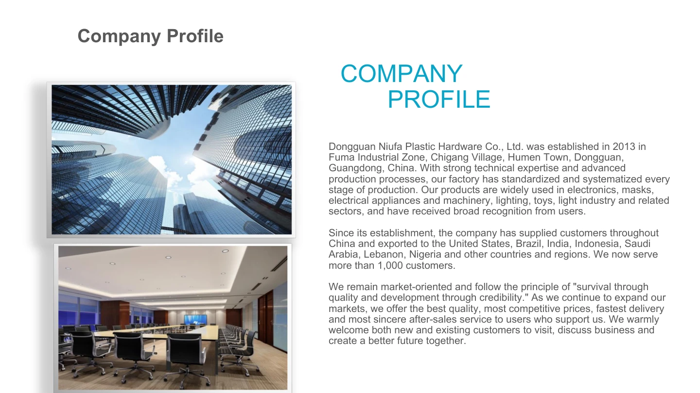 NF English catalog, page 2: Company profile