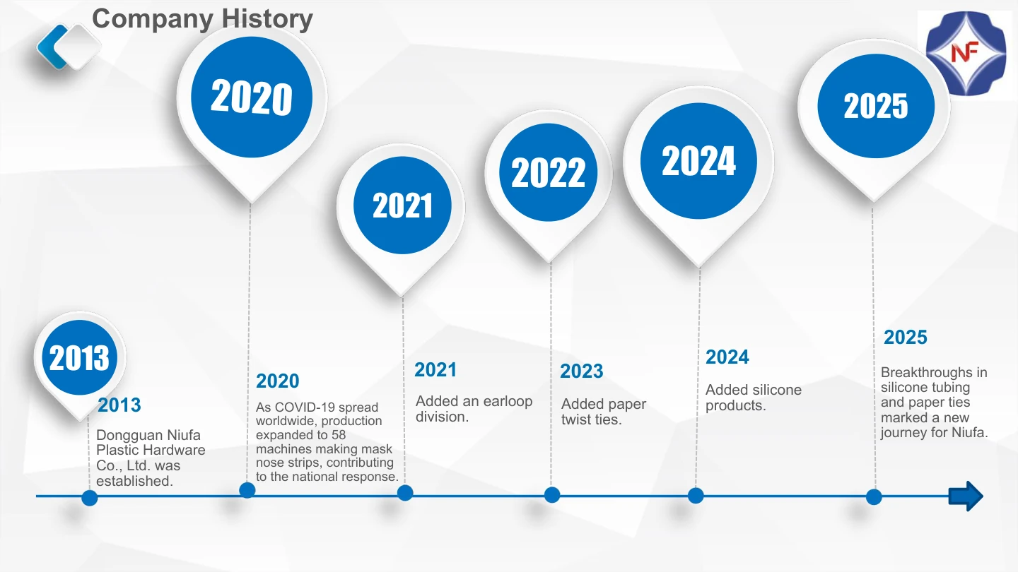 NF English catalog, page 3: Company history