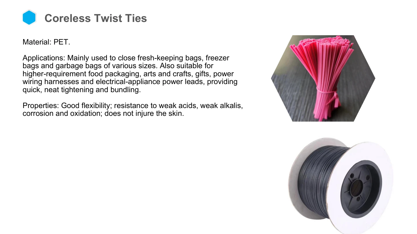 NF English catalog, page 13: Coreless twist ties