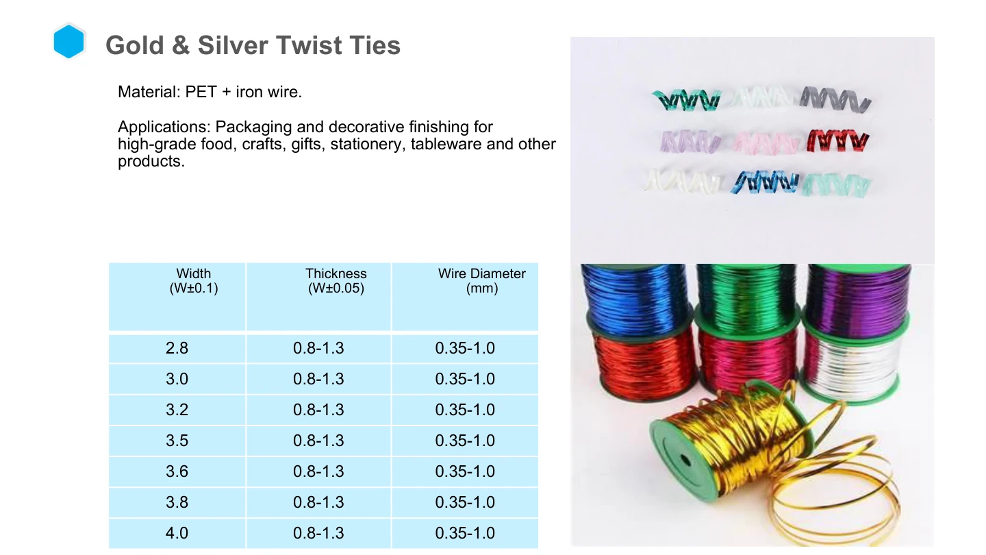 NF English catalog, page 26: Gold and silver twist ties