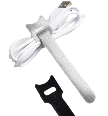 Hook and loop cable tie securing a cable