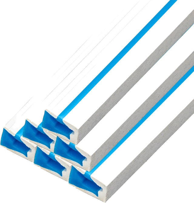 White and blue NF custom silicone extrusion profiles