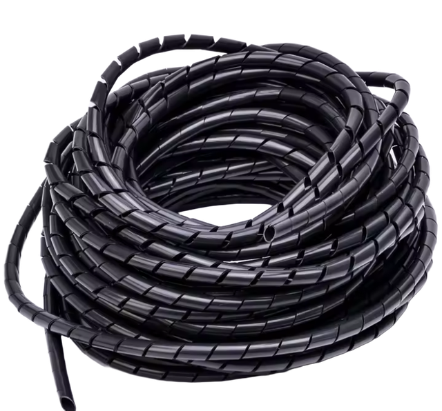 Black NF spiral cable wrap coiled for cable protection