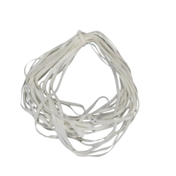 White NF flat elastic ear-loop cord in a loose bundle